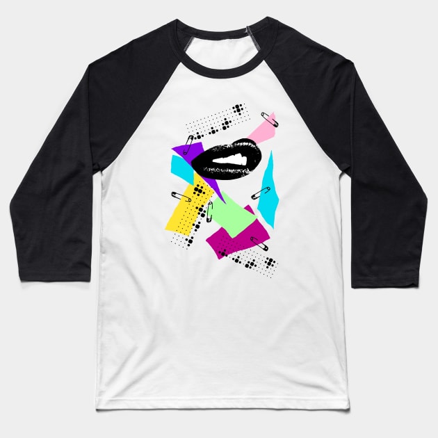 Punk Pop Lips Baseball T-Shirt by Tiggy Pop